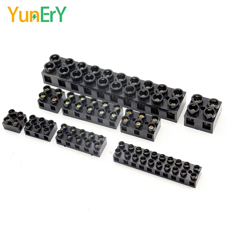 Wiring Connector JX5 Terminal Block 2/3/5/10 Holes 500V 10A 20A 60A Screw Docking Terminal Electrical Connector Brass 20-6 AWG