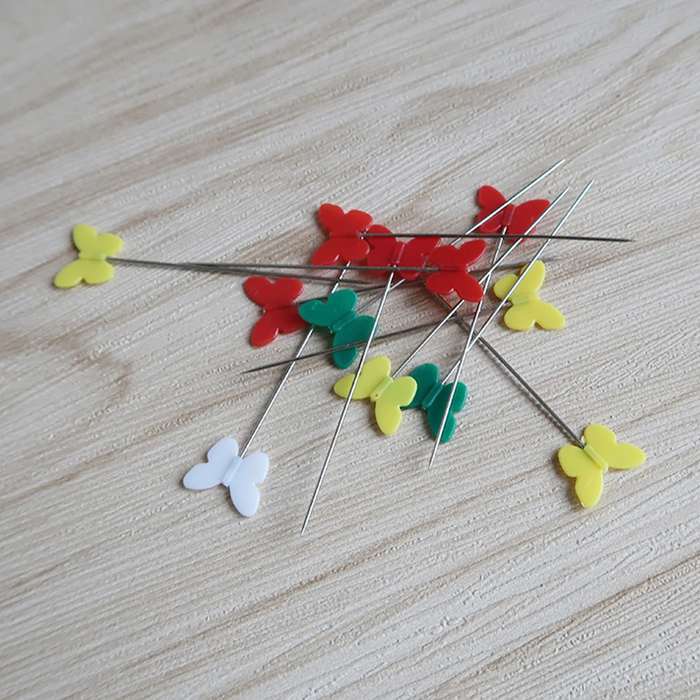 

200Pcs Plastic Butterfly Head Pins Colorful Flat Sewing Push Pins for Patchwork DIY Craft Projects High Visibility