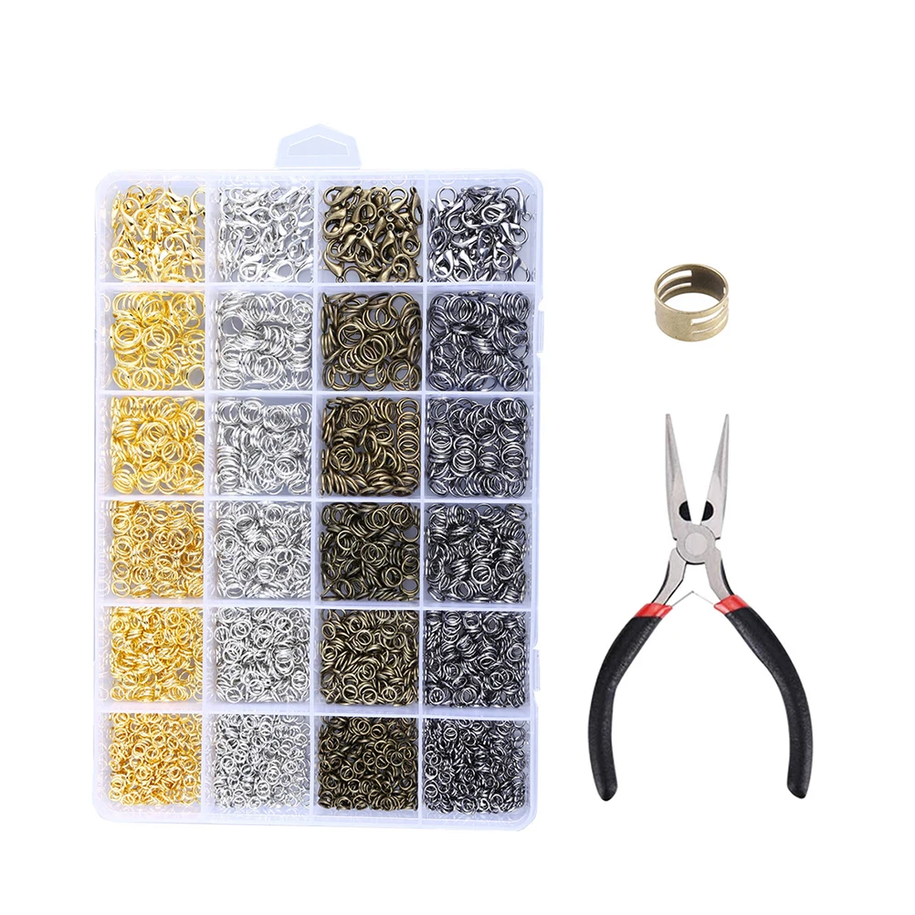 DIY مستلزمات صناعة المجوهرات سبيكة قلادة مجموعة موصل خواتم الخرز أدوات حرفية عدة لقلادة سوار أقراط DIY بها بنفسك