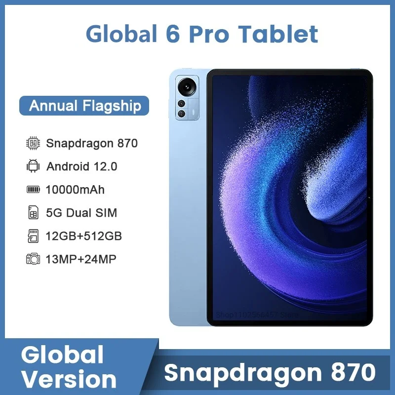 Il più nuovo Tablet Pad globale originale 6 Pro Android 12 Snapdragon 870 HD 4K schermo Tablet PC 1TB ROM Dual SIM Card 5G WIFI Mi Tab