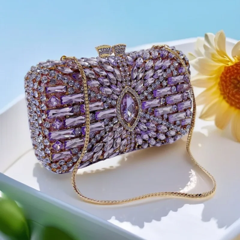 Diamond-encrusted Dinner Bag Banquet Empty Metal Hard Box Full Of Diamonds Women's Bag Rhinestone Pochette Elegante Da Cerimonia