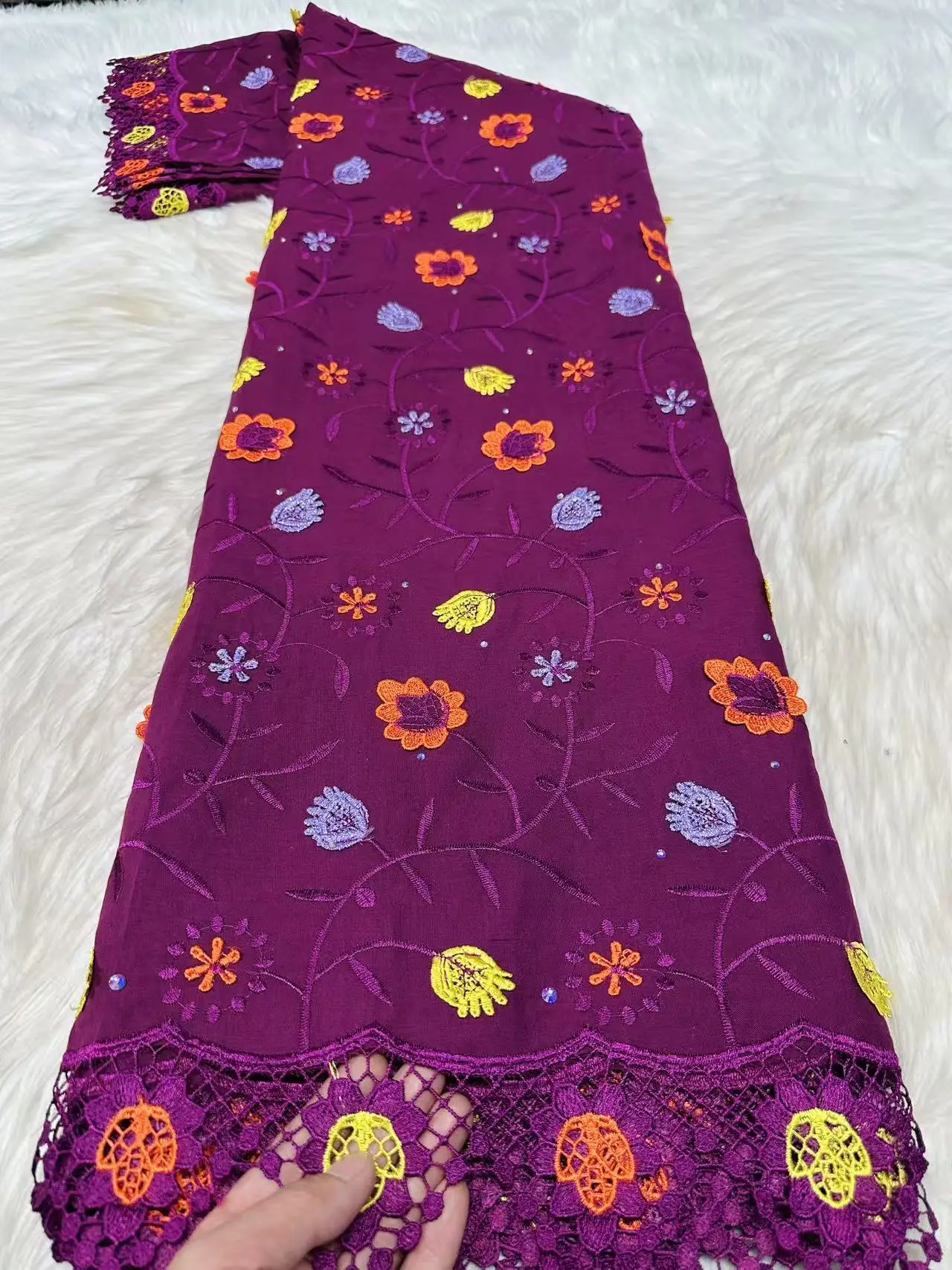 

Swiss Voile Lace Fabric with 3D Flower Applique And Stones Super Quality african fabric for women Wedding Dress Lace 2026