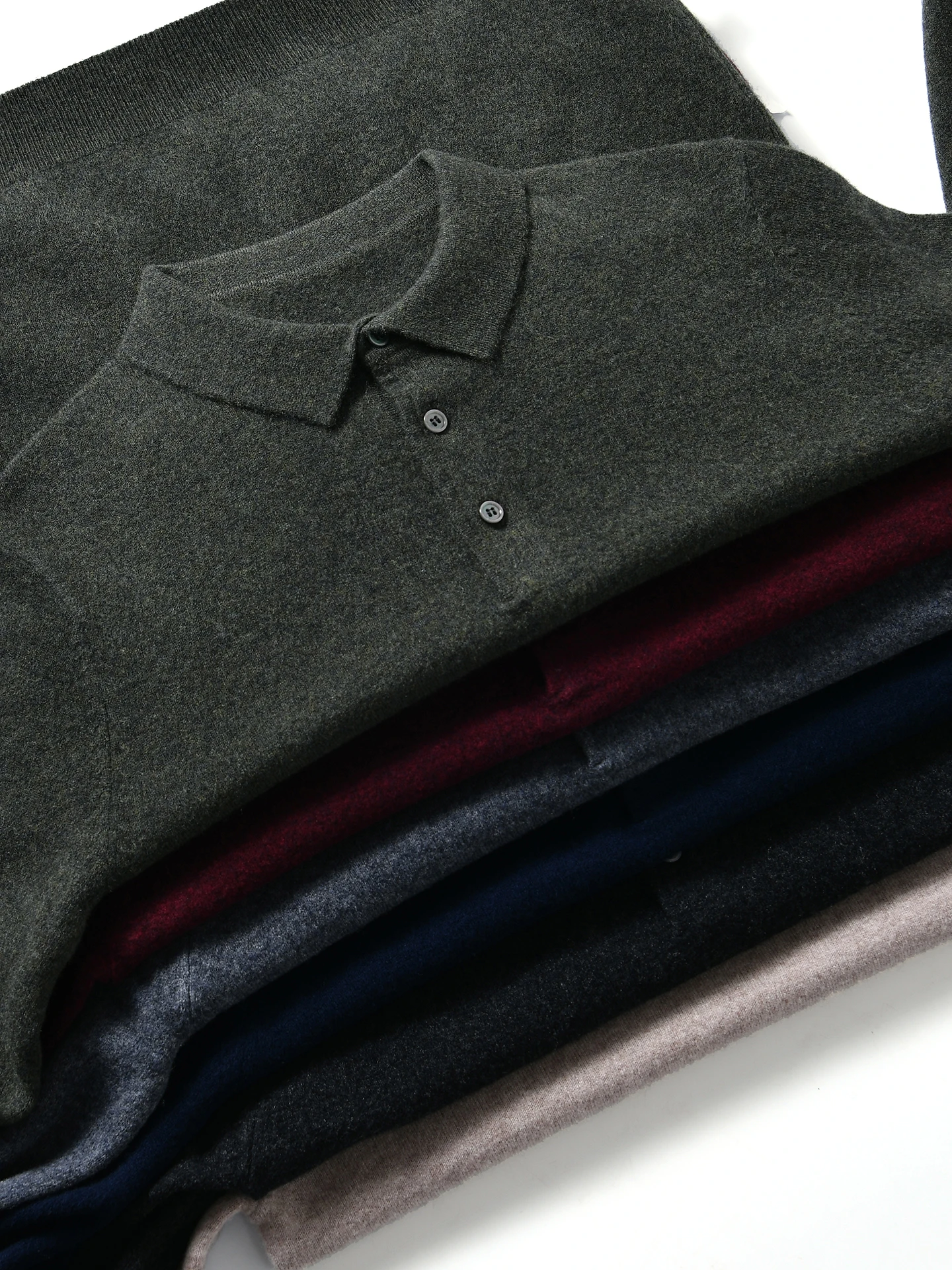 

Men's Business Casual Knitted Shirt 70 Wool 30 Cashmere Autumn Winter Soft Pure Color Button up Warm Breathable Elastic