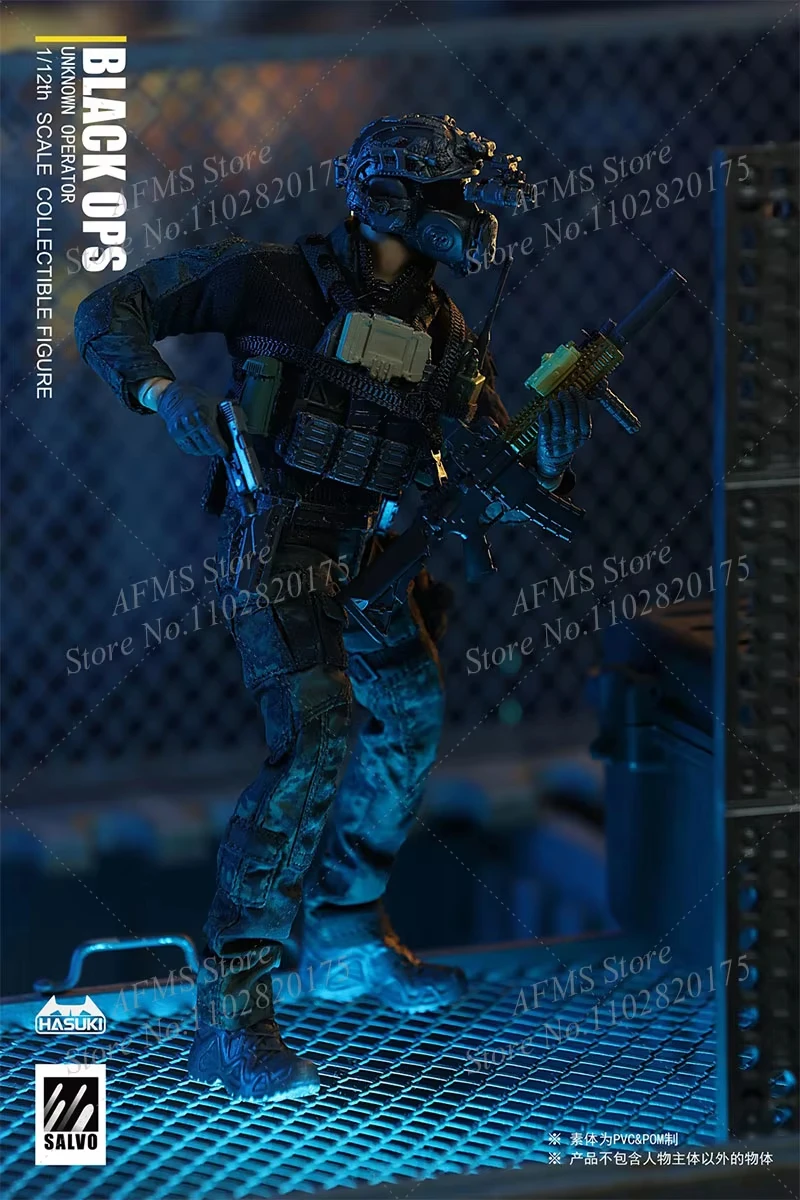 1/12 Collectibles Black OPS Night Action Team Full Set 6Inch Men Soldier Action Figure Body Models Toys