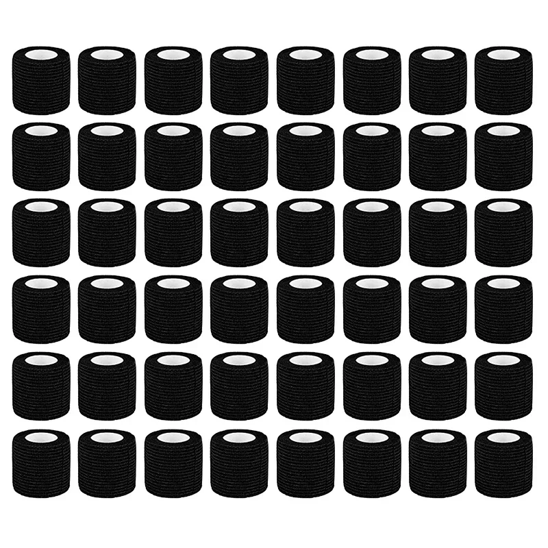 5/10/15/20/48 أسود يلتف أشرطة لاصقة غطاء الوشم مقاوم للماء الذاتي محبوكة قبضة ضمادة إصبع حماية الوشم اكسسوارات #1