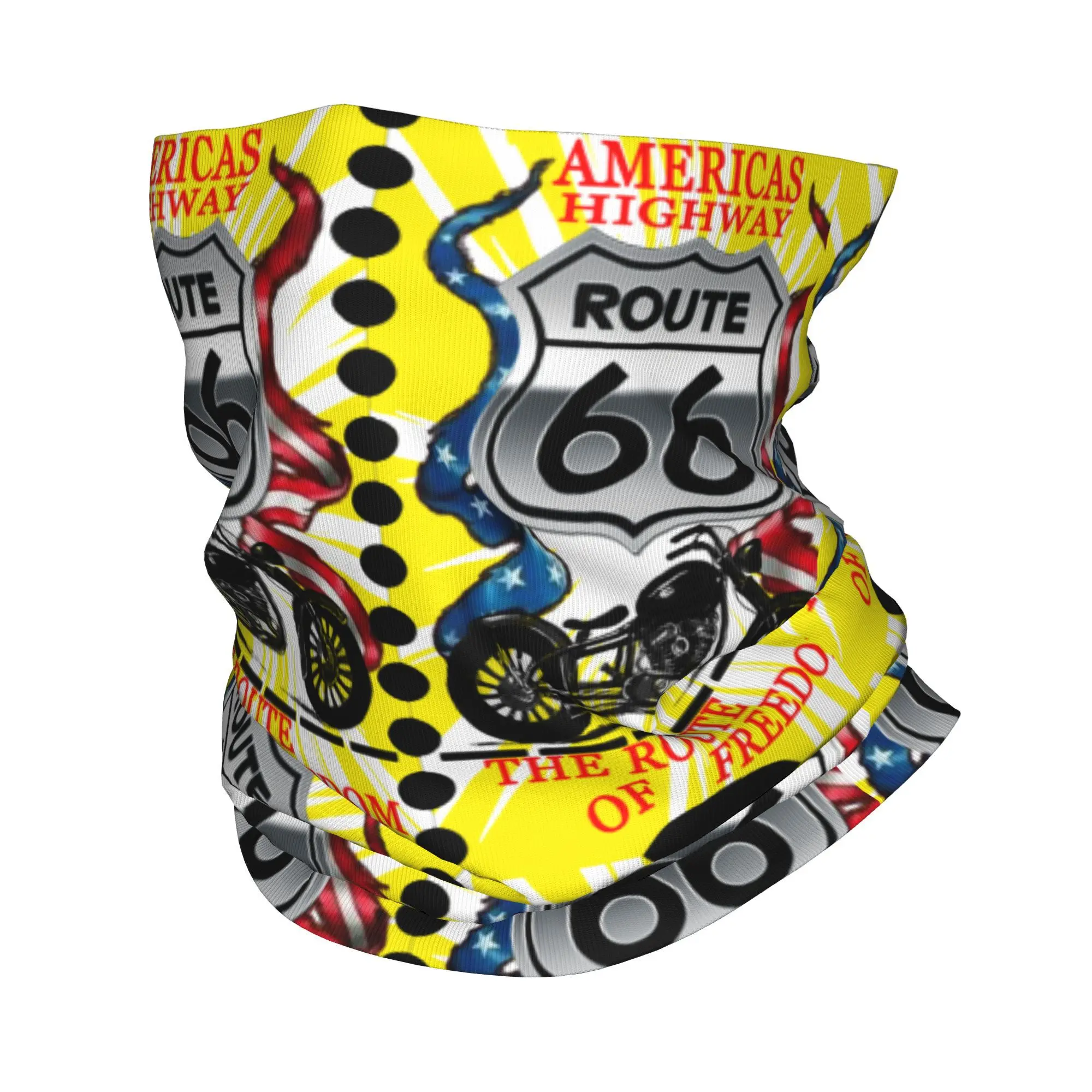 America Highway Route 66 el Ruta de la Libertad Bandana Cuello Polaina Impreso Madre Carretera Oldschool Máscara Bufanda Gorros cálidos Correr