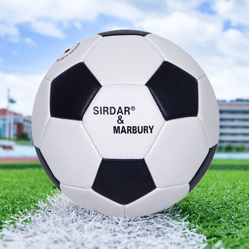 SIRDAR Professionelle Trainings-Fußbälle, Größe 5, klassisch, weiß, schwarz, dicker, PU, eng gewebt, geeignet für Trainingsübungen oder Geschenke