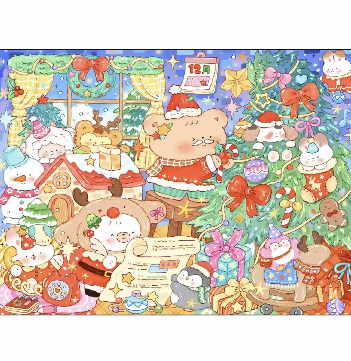 

9ct 100x75cm Chirstmas Cartoon Embroidery DIY Printed Kits Cross Stitch Needlework Set Home Decor Crafts 58 Colors