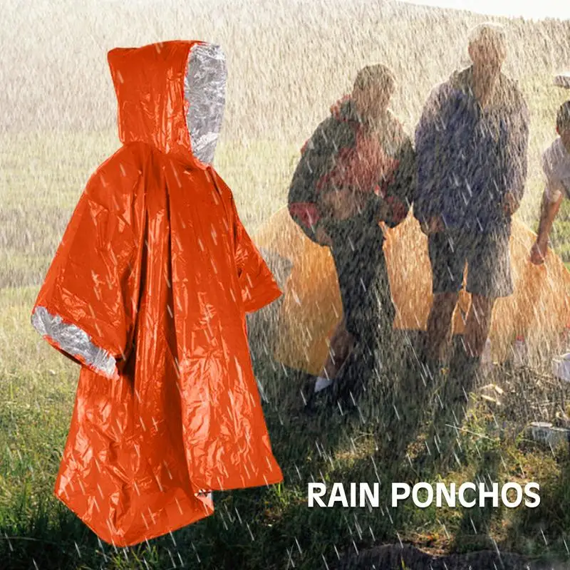 Outdoor Portable Raincoat Hooded Waterproof Cold Insulation Emergency Rain Poncho Motorcycle Rain Cover Camping Hiking Travel