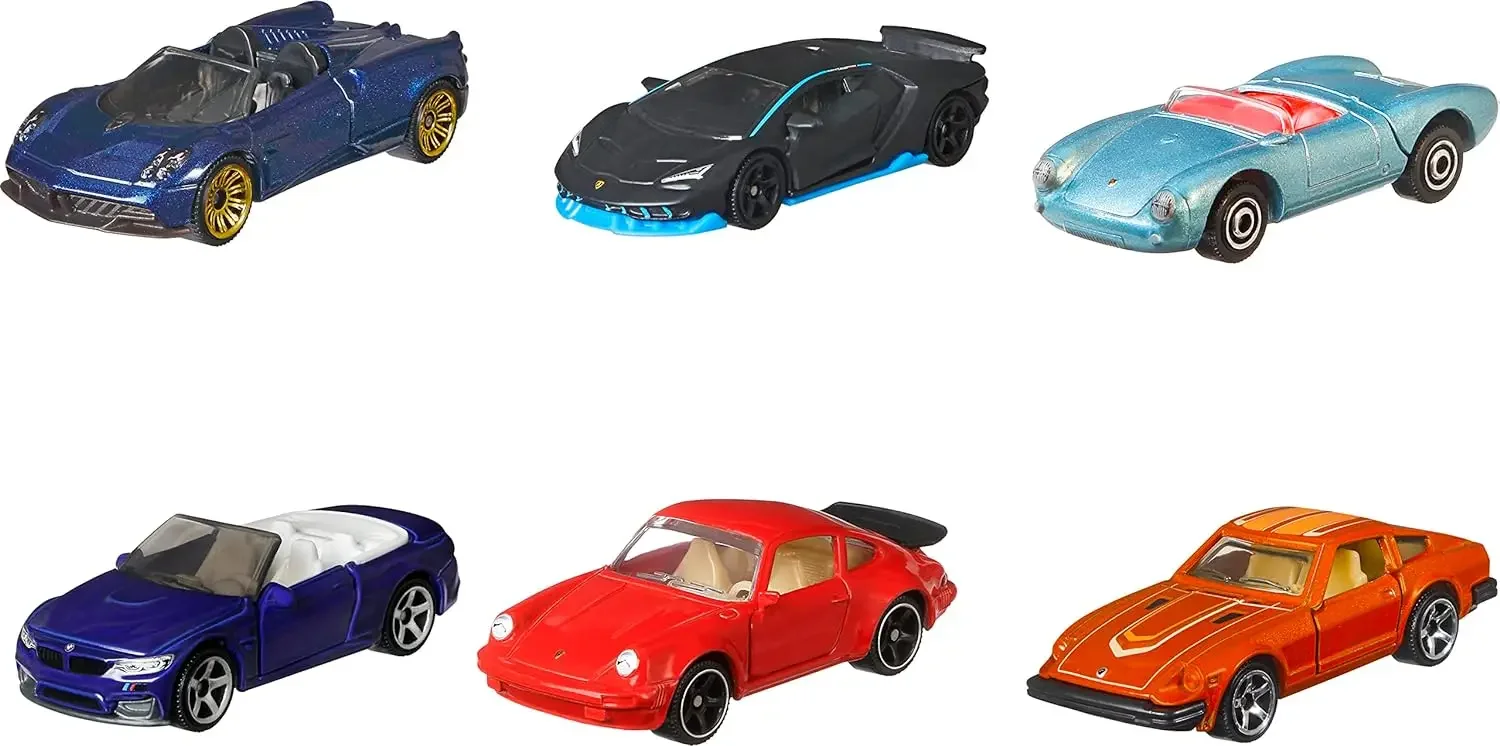 Original Mattel Matchbox Car Set Moving Parts 6-Pack SportCar with Moveable Dool Vehicle Toys for Boys Collection Birthday Gift