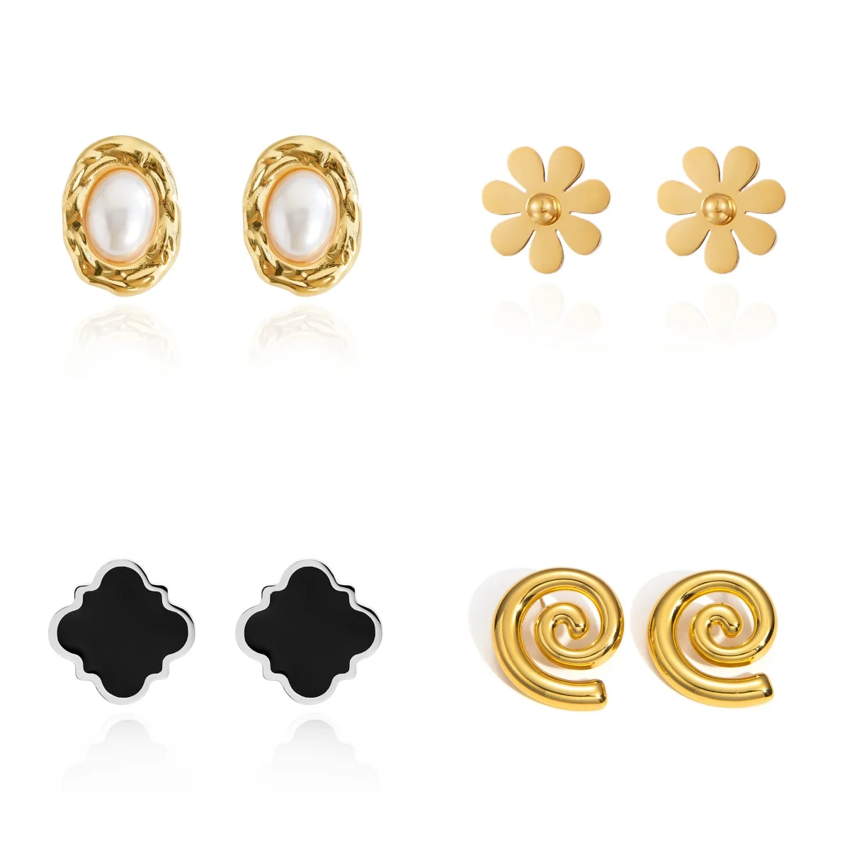 

Stainless Steel Oval Imitation Pearl Earrings for Women Vintage Chic Lady Girls Geometric Earrings Fashion Jewelry Accessories