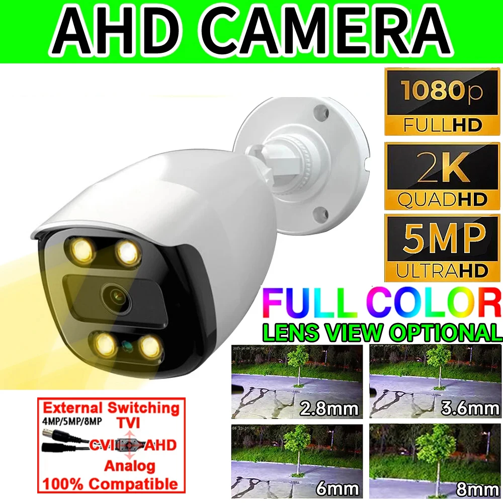 

5MP 24H полноцветное ночное видение CCTV AHD камера 4MP 1080P HD рядом светящийся светодиодный цифровой H.265 наружное уличное освещение водонепроницаемый