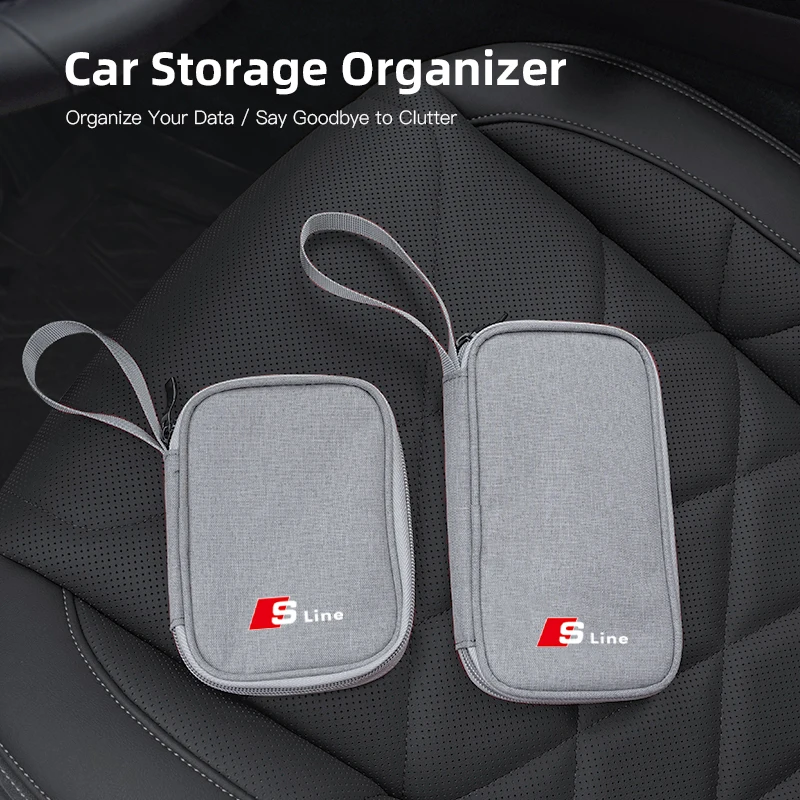 Charger Data Cable USB Zipper Storage Bag Accessories For Audi Sline A1 A2 A3 A4 A5 A6 A7 A8 Q1 Q2 Q3 Q4 Q5 Q6 Q7 Q8 TT RS3 S5