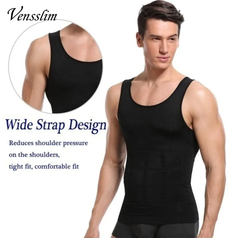 Vensslim Men Slimming Body Shaper Shapewear Corset Vest Shirt Compression Abdomen Tummy Belly Control Waist Cincher Underwear