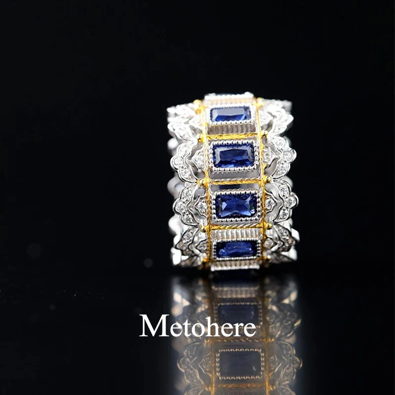 Metohere|2024 new stylish personality green square zircon ring lady elegant ring