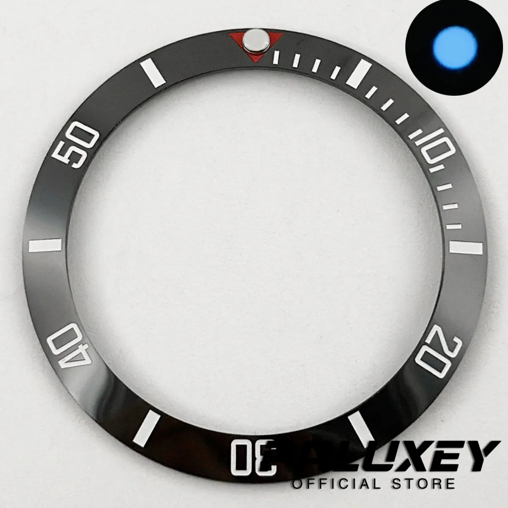 Schräge Form, 38 mm x 30,6 mm, hochwertige Taucher-Lünetteneinlage aus Keramik/Aluminium, 1 Stück, für NH35 NH34 NH36 GMT Automatikuhren-Lünette