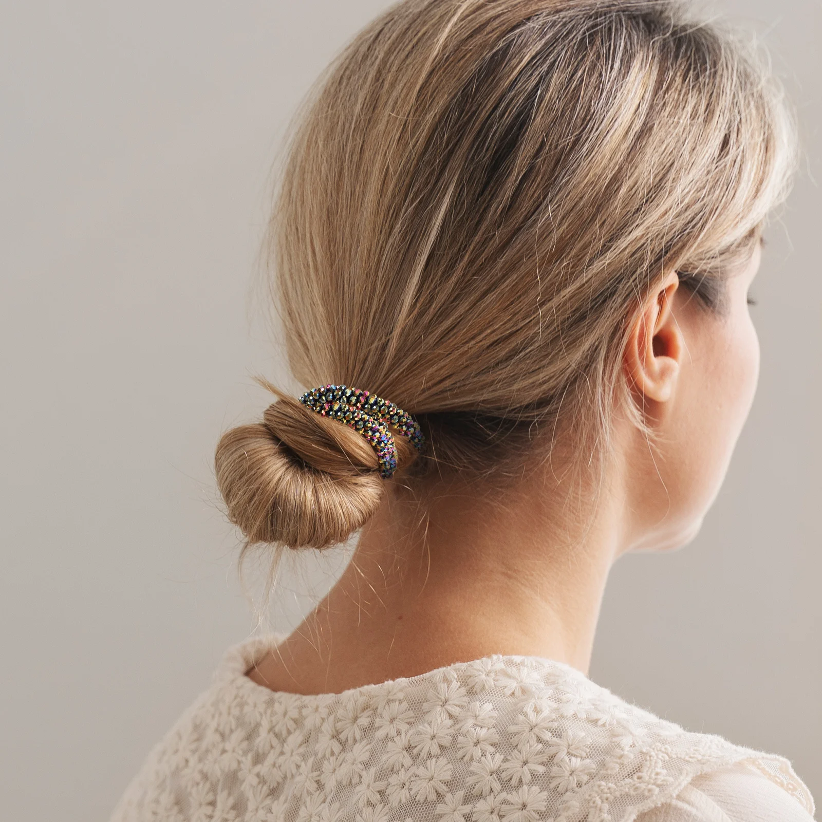 3 قطع من إكسسوارات الشعر الكريستالية بتصميم بسيط من حجر الراين، ربطات عنق مرنة بدون ضرر، ربطات شعر على شكل ذيل حصان للنساء والفتيات #4