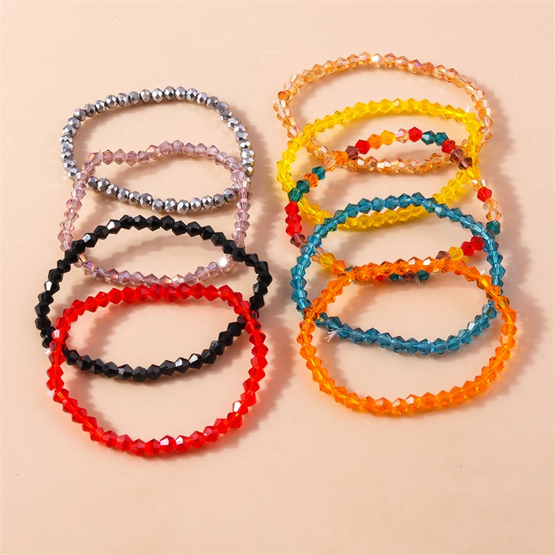 10Pcs/Set Bohemia Colorful Beads Bracelets for Women Elastic Handmade Bracelets Girl Party Holiday Jewelry Decoration
