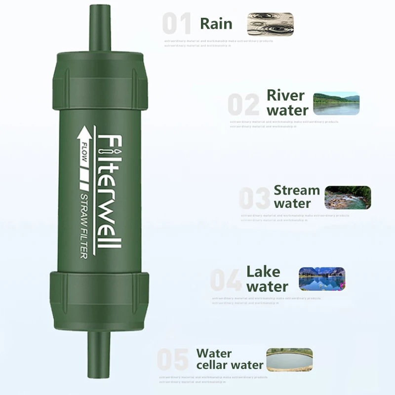 Outdoor Water Filter Straw Mini Camping Purification Portable Hiking Hiking Water Purifier Water Filter Straw Emergency Supplies