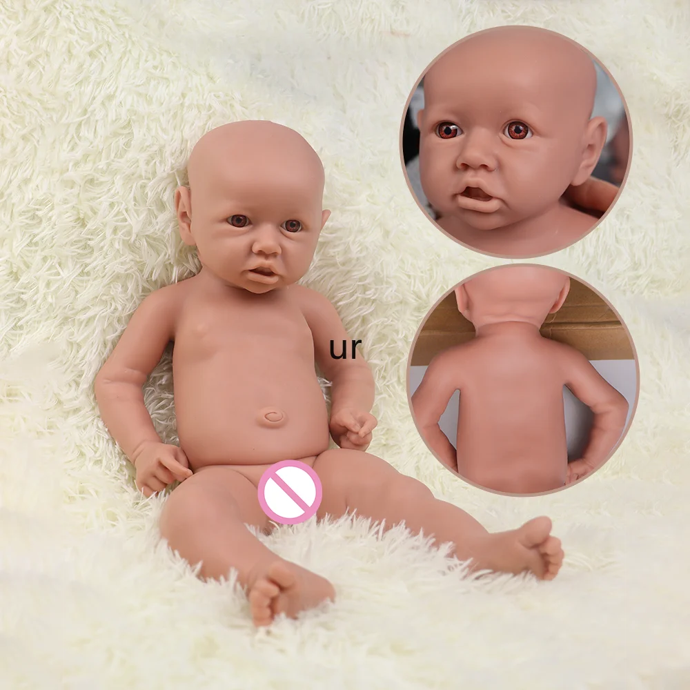 

17 Inch African Girl Reborn Baby Doll Full Body Silicone Waterproof Newborn Infant Head Detailed Paint With Visible Veins