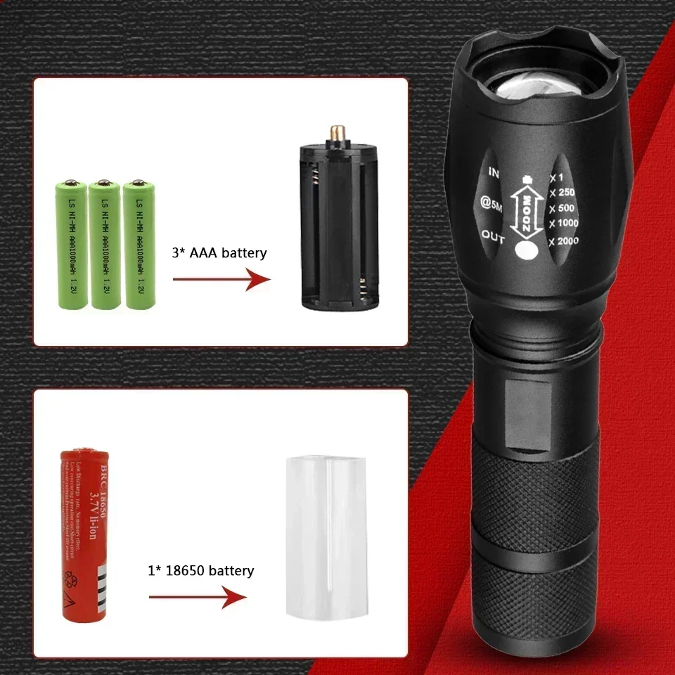 10000mAh High Power LED Flashlight Rechargeable Long Range Tactical Torch Strong Light Lamp Outdoor Ultra Powerful Flash Light