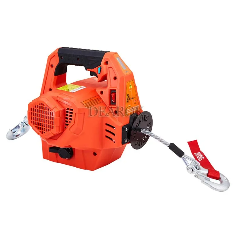 1000lbs Portable Electric Winch Lifting Traction Hoist Electric Hoist Windlass Towing Distance 4.5M With Remote Control