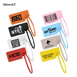 100Pcs Custom Hang Tag Plastic Disposable Garment Price Brand Logo Gift Retail Security Label Tags for Shoes and Bags 160mm