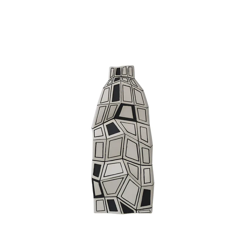 Modern simple lattice ceramic vase, home model room, flower arranger, soft decoration, homestay decoration ornaments