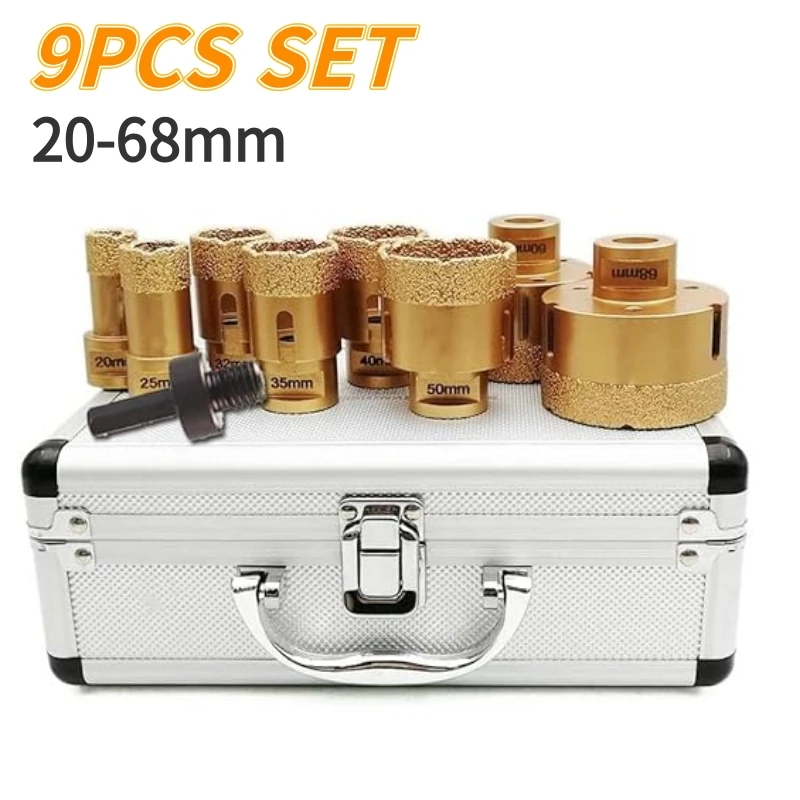 9PCS M14 Diamond Core Drill Bit Set ForStone/Granite/Glass/Marble/Angle Grinder/Drill Bits Set 20-68mm Drill Bits Tools Set