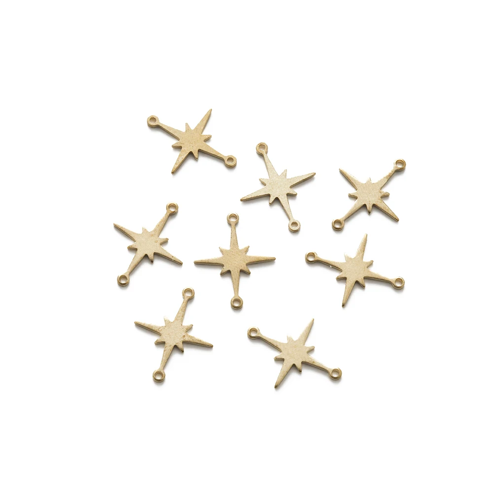 50Pcs Brass Star Charms Links Dangle Earring Connector With 2 Loops for DIY Earrings Bracelet Necklace Jewelry Making Supplies