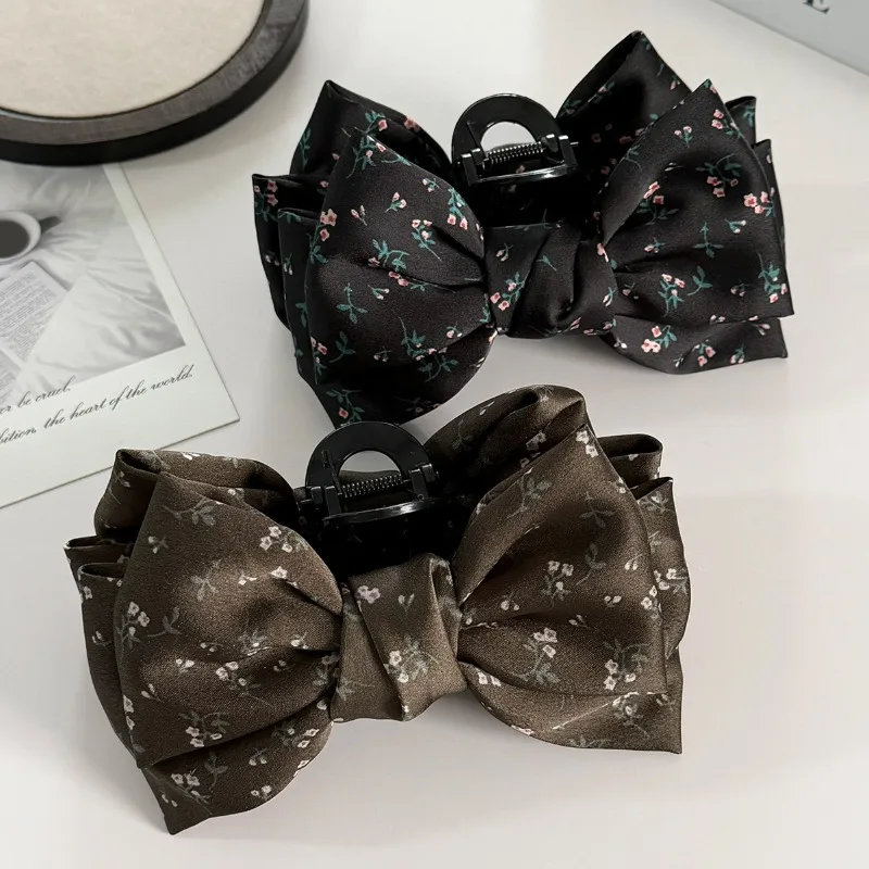 

2pcs/4pcs Retro Floral Fabric Bow Claw Clip Hair Accessory for Women Elegant Everyday Commute Decoration Hairpin