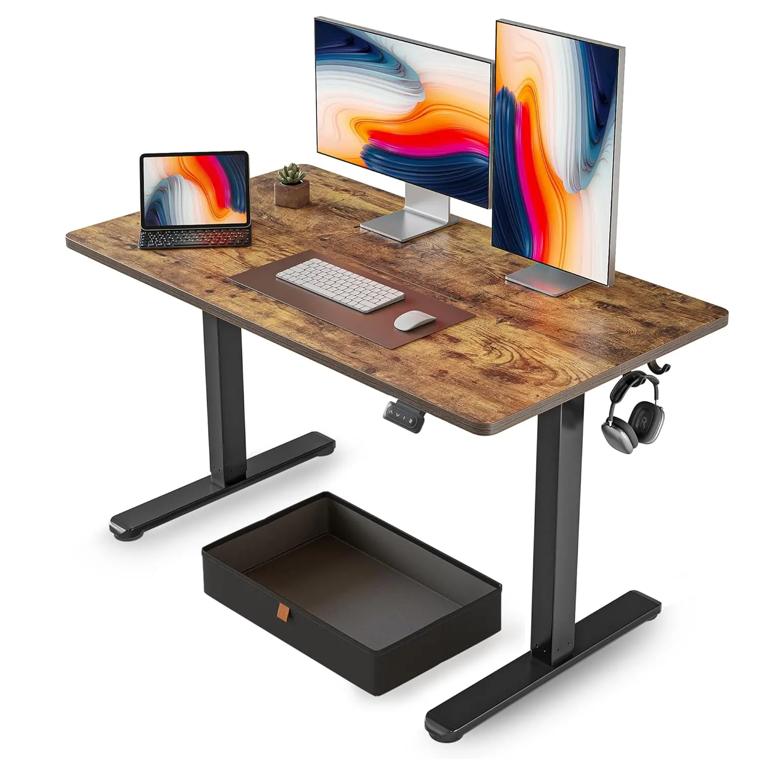 

48x24 Adjustable Standing Desk with Drawer Storage Hooks Ergonomic Home Office Table, Customized