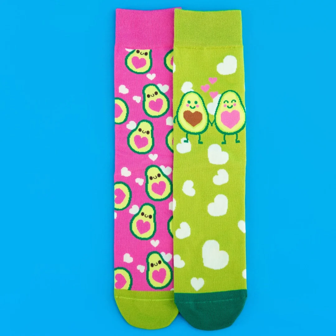 1 Pair Sweet Heart Avocado Mid-Calf Socks Cuteness Overload Stylish AB Design，Suit In All Seasons