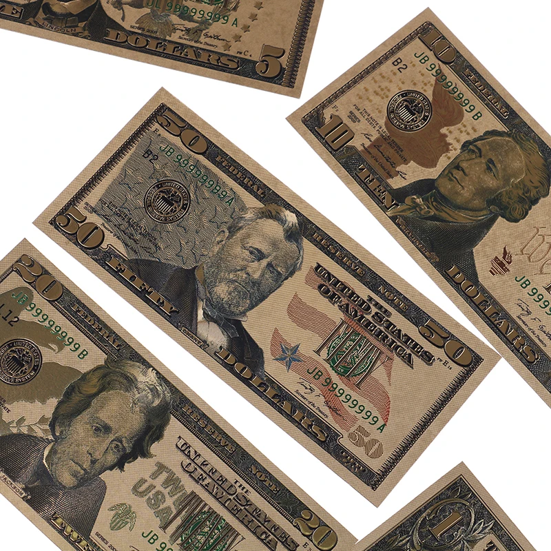 جديد 7 قطعة/المجموعة التذكارية الذهب احباط الولايات المتحدة الأمريكية دولارات ورقة المال مجموعات الأوراق النقدية