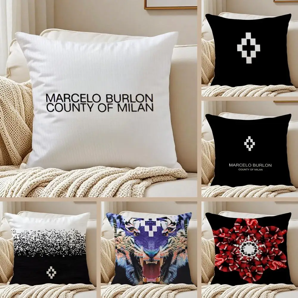 

Marcelo Burlon Soft Plush Pillowcase Double-Sided Printed Cushion Cover Hidden Zipper Home Decor