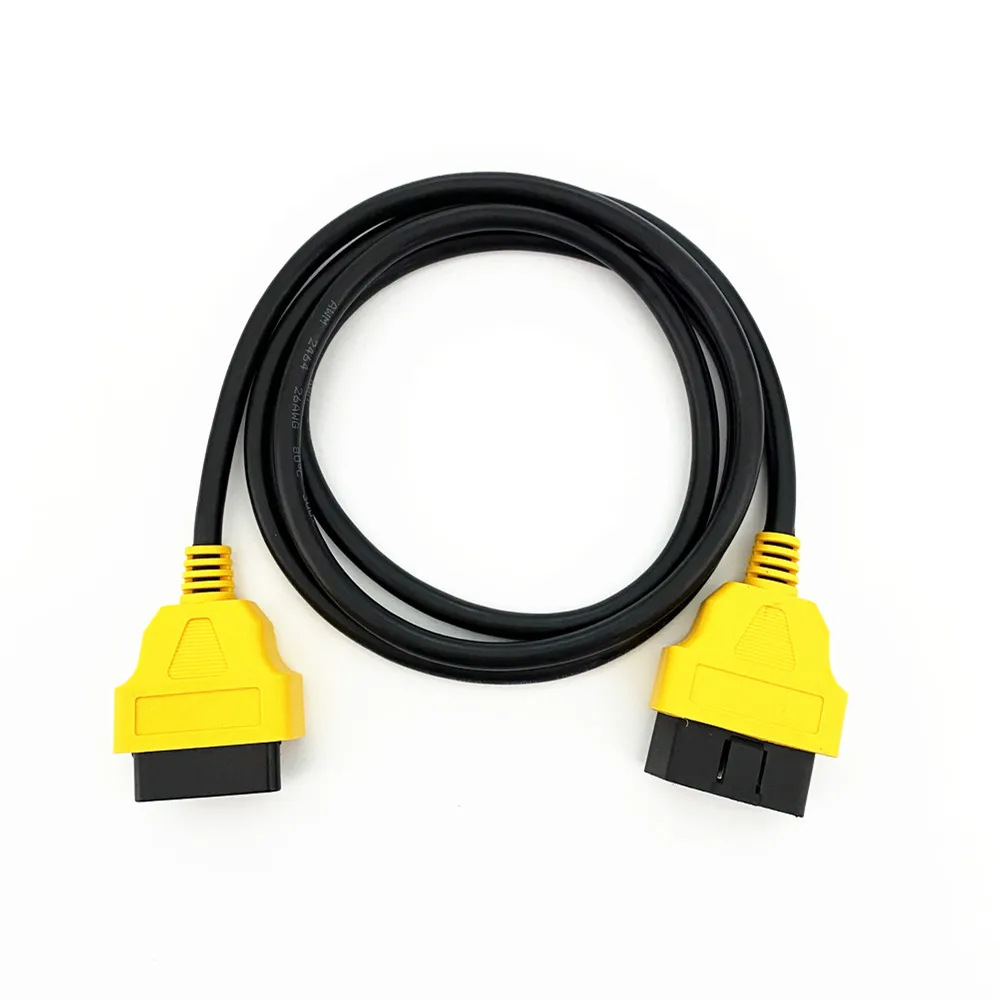 2024 For ELM327 OBD2 16Pin Extension Cable adapter 150cm 16 Pin OBD II OBD2 yellow Extension Cable Connector