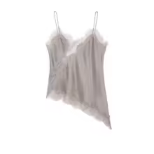 Cami Tops Black Lace V Neck Patchwork Sleeveless Y2K Style for Women - Gray