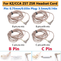 Universal In Ear Copper Twisted Upgrade Cable Copper Twisted Earphone Cable for KZ/CCA ZST ZSR ZSN ZSN PRO B/C 0.75mm/0.03in pin