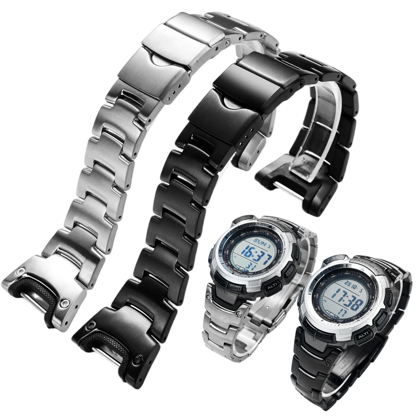 Cadena de reloj de alta calidad compatible con reloj de montaña Casio PROTREK PRG-110T/Y PRW-1300Y correa de reloj de aleación de titanio modificada