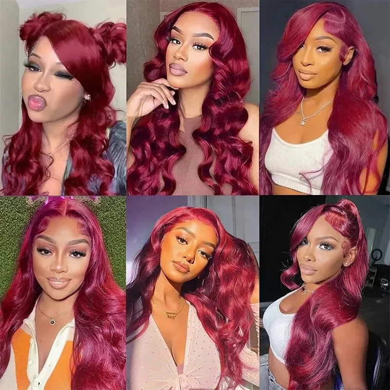 16-24 cali Body Wave Lace Front Wigs Human Hair 13x4 Transparent Lace Front Wig 150% Density Brazilian Virgin Human Hair Wigs 99J