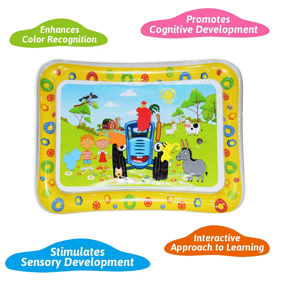 1pc Yellow Small Car Play Water Pad Tummy Time Baby Outdoor Activities Play Water Crawling Mat