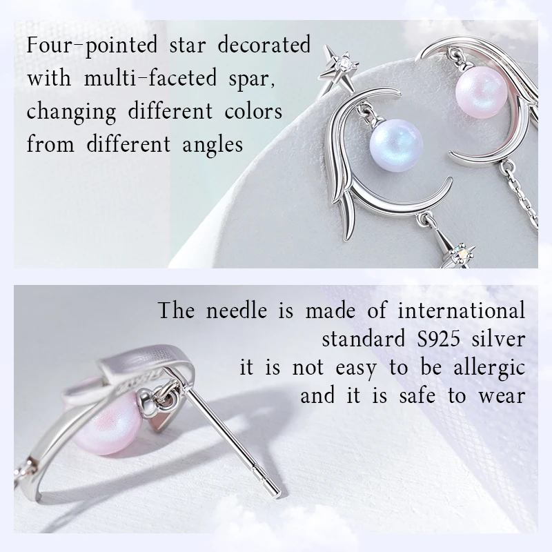 Thaya Original Design Moon Women Earrings Elegant Hanging Earrings Dangle Silver Color Crystal Earrings Engagement Fine Jewelry