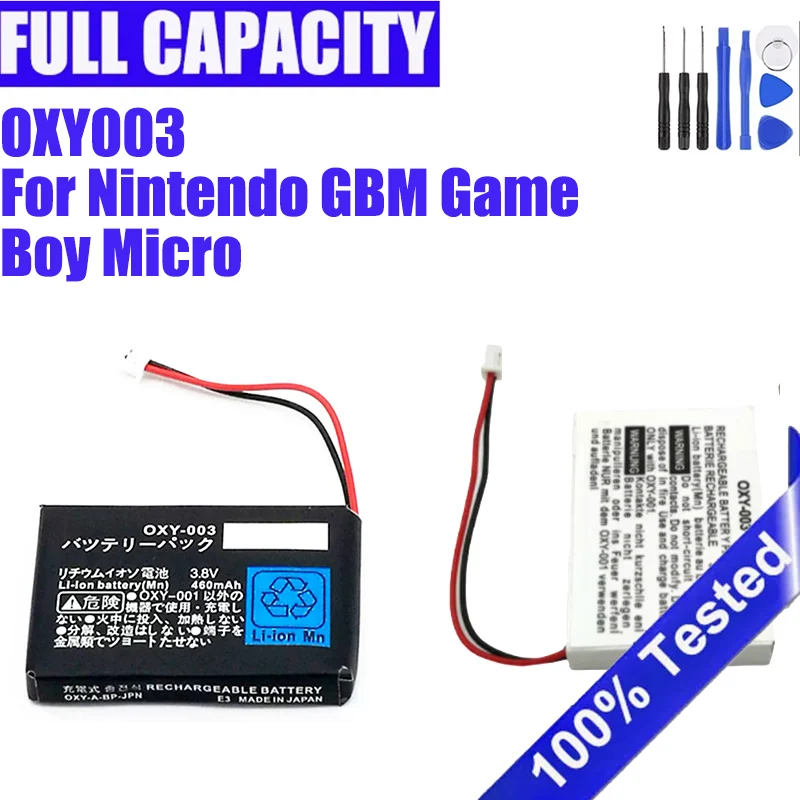 Batería OXY-003 completamente nueva para Nintendo GBM Game Boy Micro 460mAh 3.8V Consola Lipo Baterías