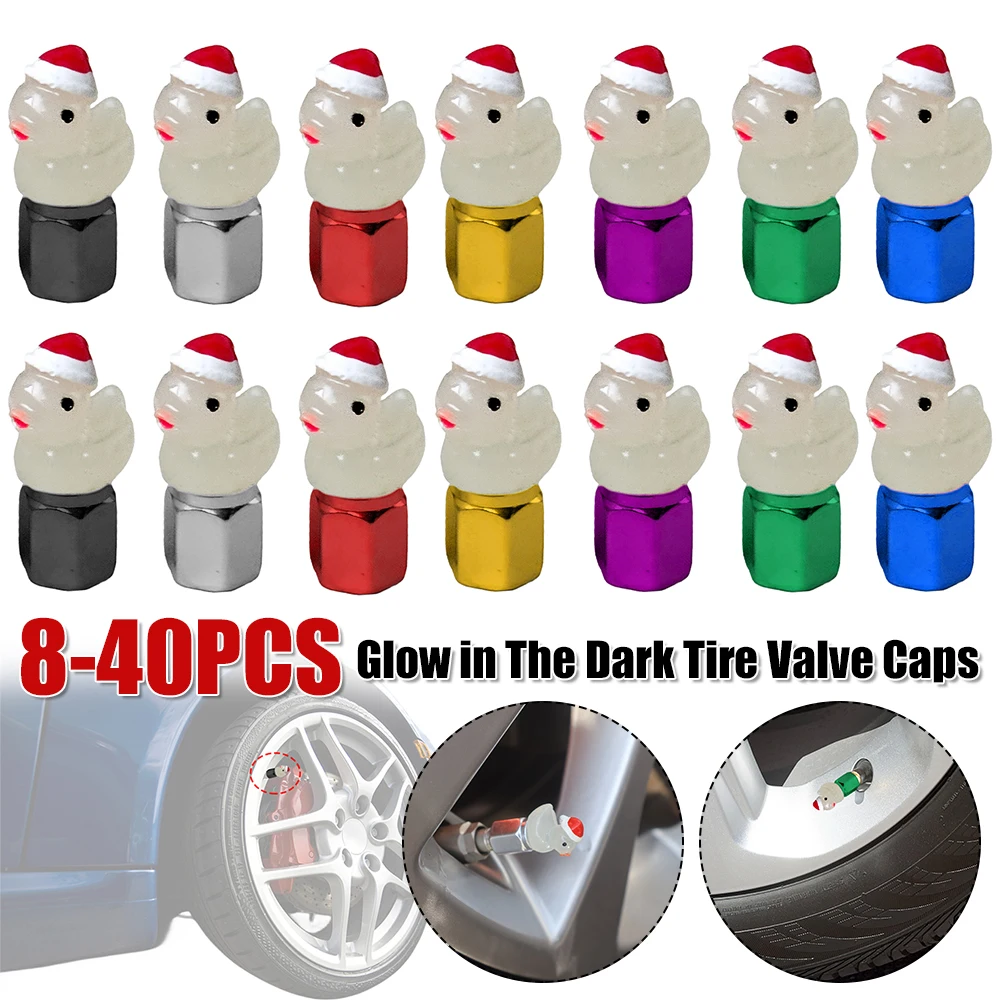 

Симпатичные рождественские утки, светящиеся в темноте колпачки для клапанов шин, колпачки для штока клапанов, колпачки для автомобилей, мотоциклов, велосипедов