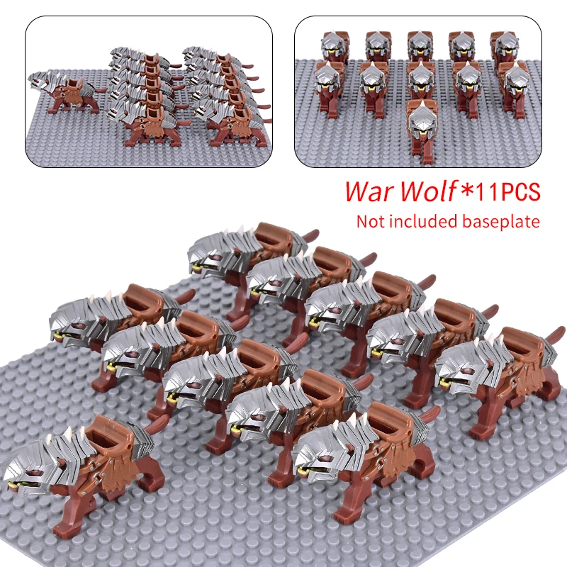 Mitty Mittelalterliche Militärsets, Kavallerie-Figuren, Kriegspferd, Tiere, Bausteine, Teile, Ritter, Waffen, Zubehör, Spielzeug für Kinder, Geschenke 10