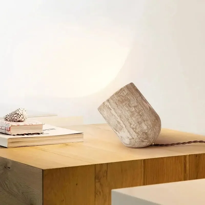 2025 Modern Bedroom Travertine Floor Lamp Natural Yellow Cave Stone Table Lamp Indoor Decor Lighting Bedside Living Room Study E