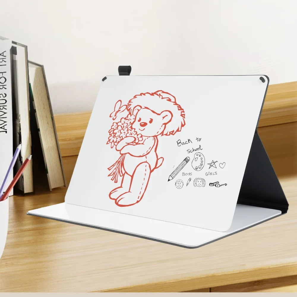 PET Dry Erase Board With Marker With Foam Eraser Double Sided Whiteboard Black Cover Double Sided Whiteboard Notebook Education