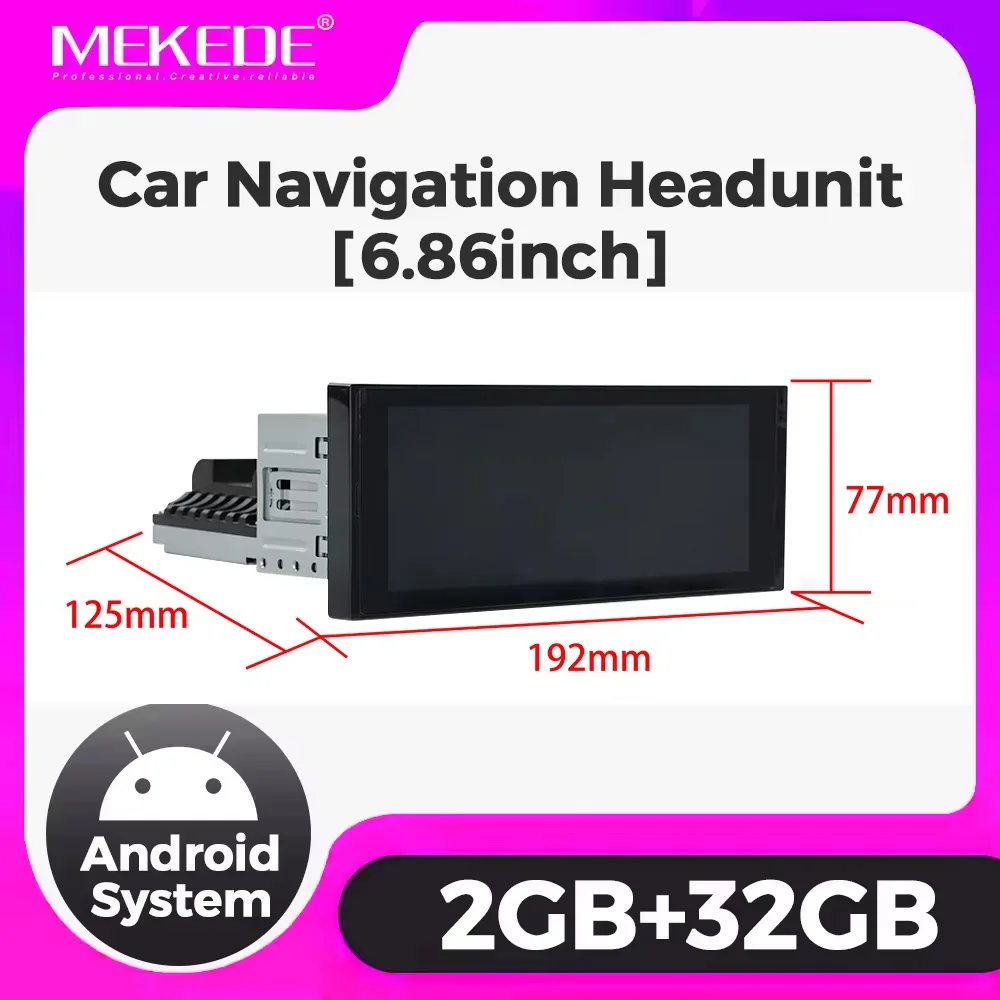

MEKEDE 1 Din 6,86 дюйма автомобильное радио для универсального экрана Android автомобильная навигация головное устройство стерео WIFI беспроводной Carplay автомобильный плеер BT
