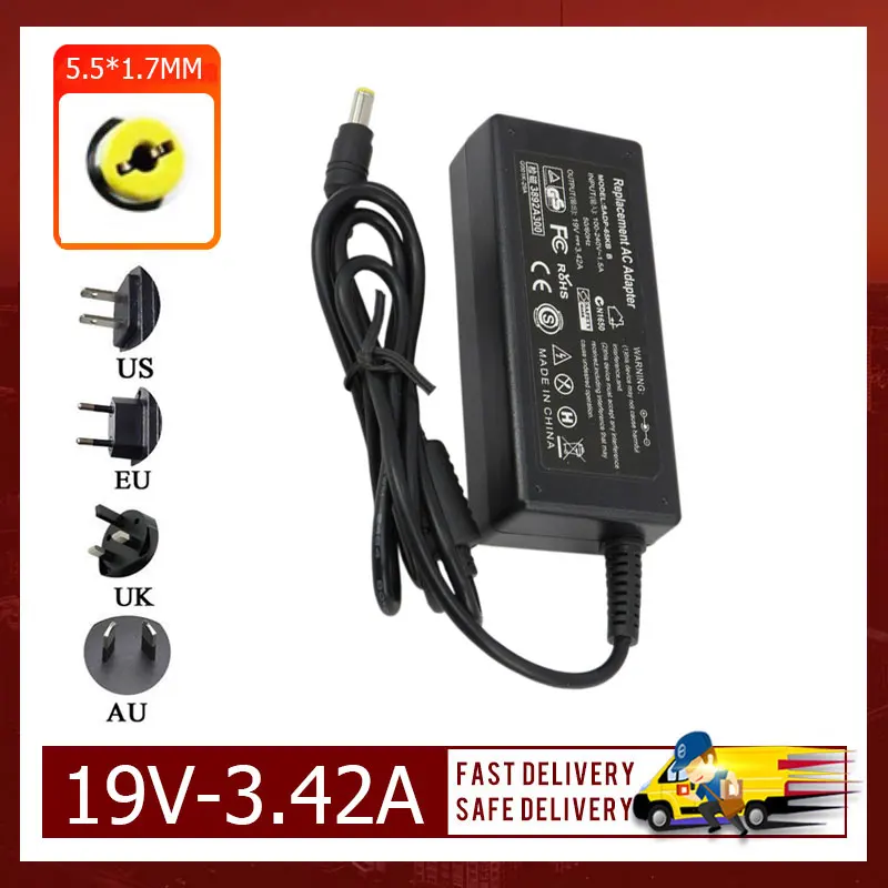 Nieuwe 19V 3.42A 65W 5.5Mm X 1.7Mm Laptop Ac Adapter Voor Acer Notebook Lader