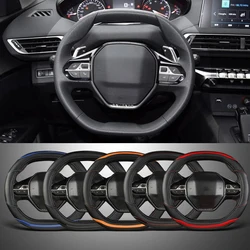 For Peugeot 3008 4008 5008 Car Steering Wheel Cover Carbon Fibre + PU Leather Auto Accessories interior Coche